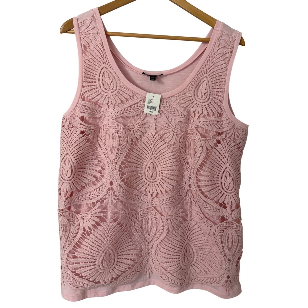 Lane Bryant Pink Crochet Lace Overlay Sleeveless Tank Top Plus Size 14/16 NEW